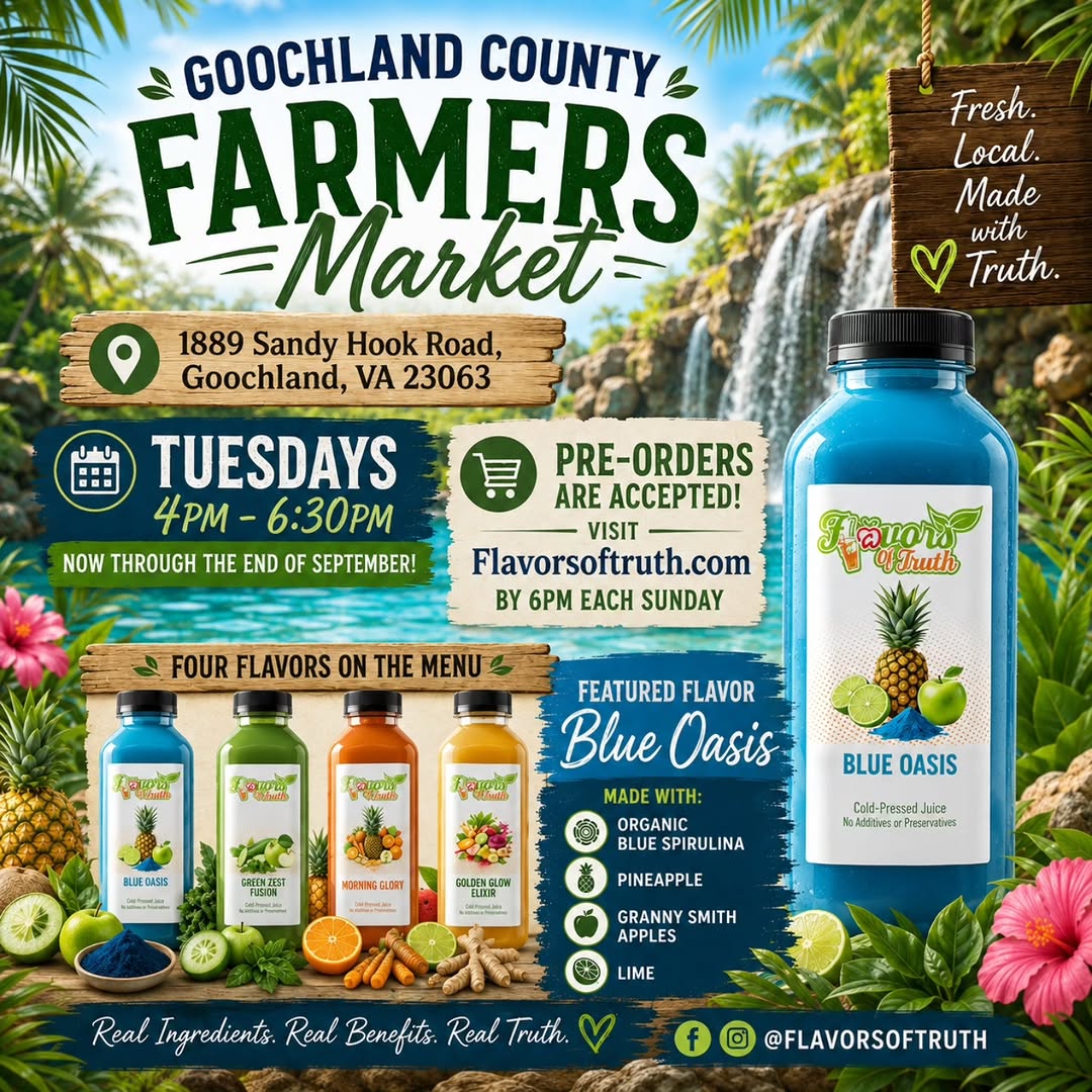 Find us at the Goochland County Farmers Market Every Tuesday